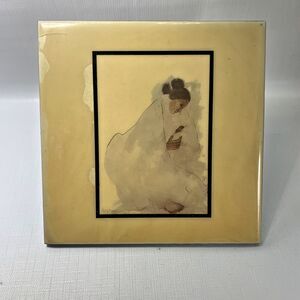 Gorman Native American Tile Madonna Painting Ceramic Art 8x8 Vtg DAMAGE